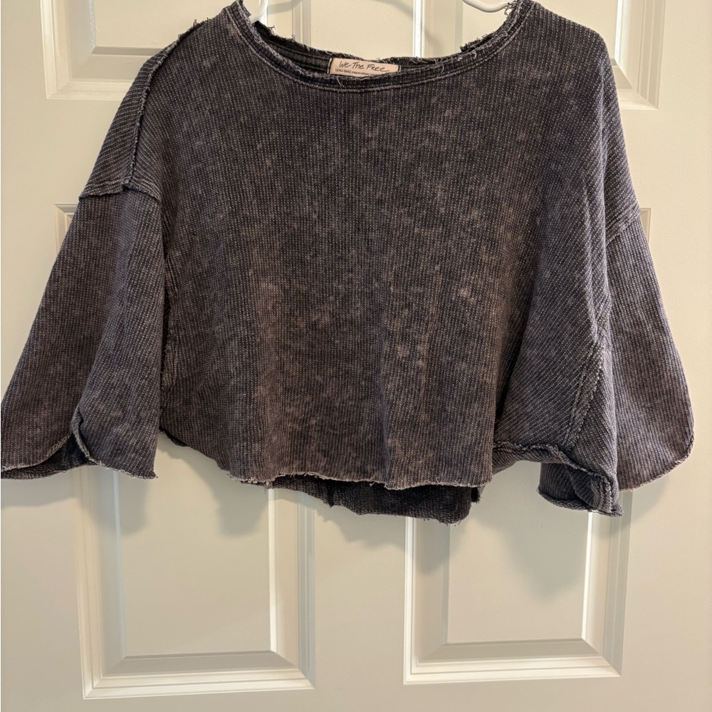 We The Free Charcoal Ribbed Top